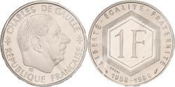World Coins - France, 1 Franc, Charles de Gaulle, 1988, MDP, Pattern, Nickel,