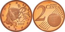 World Coins - France, 2 Euro Cent, 2009, Paris, Proof / BE, , Copper Plated Steel