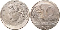 World Coins - Coin, Brazil, 10 Centavos, 1967, error off center strike,
