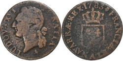 World Coins - France, Louis XVI, 1/2 Sol, 1783, Paris, 2nd semestre, Copper,