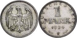 World Coins - Weimar Republic, Mark, 1924, Stuttgart, Silver, , KM:42