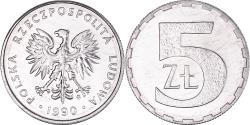World Coins - Coin, Poland, 5 Zlotych, 1990, Warsaw, , Aluminum, KM:81.3