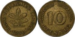 World Coins - GERMANY - FEDERAL REPUBLIC, 10 Pfennig, 1949, Hamburg, Brass Clad Steel