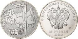 World Coins - Russia, 25 Roubles, Sochi - Olympic Torch, 2014, Saint Petersburg, Cupro Nickel