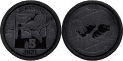 World Coins - Falkland Islands, 5 Dollars, 2021, Îles Malouines.Monnaie de