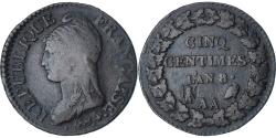 World Coins - France, Dupré, 5 Centimes, AN 8, Metz, , Copper, Gadoury:126a