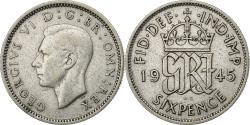 World Coins - Great Britain, George VI, 6 Pence, 1945, Silver, , KM:852