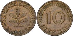 World Coins - Federal Republic of Germany, 10 Pfennig, 1950, Stuttgart, Brass Clad Steel