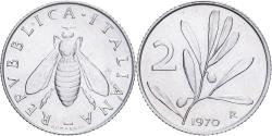 World Coins - Italy, 2 Lire, 1970, Rome, Aluminum, , KM:94