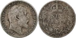 World Coins - Great Britain, Edward VII, 6 Pence, 1907, British Royal Mint, Silvered bronze