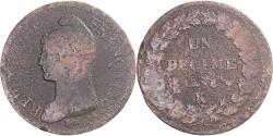 World Coins - Coin, France, Dupré, Decime, AN 8, Bordeaux, , Copper, Gadoury:187a