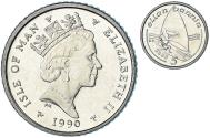 World Coins - Isle of Man, 5 Pence, 1990