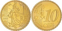 World Coins - France, 10 Euro Cent, 2000, Paris, Proof / BE, , Brass, Gadoury:4a