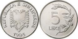World Coins - Albania, 5 Lekë, 1995, Rome, Nickel plated steel, , KM:76