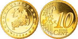 World Coins - Monaco, 10 Euro Cent, Prince Rainier III, 2004, Paris, BE, , Brass