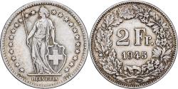 World Coins - Switzerland, 2 Francs, 1945, Bern, Silver, , KM:21