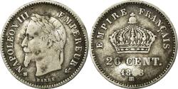 World Coins - Coin, France, Napoleon III, 20 Centimes, 1868, Strasbourg, V(20-25), KM 808.2