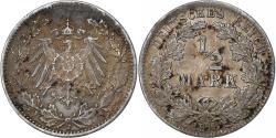 World Coins - Germany, Wilhelm II, 1/2 Mark, 1918, Hamburg, Silver,