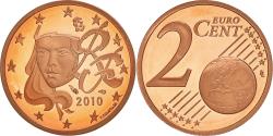 World Coins - France, 2 Euro Cent, 2010, Paris, Proof / BE, , Copper Plated Steel