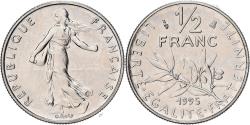 World Coins - France, 1/2 Franc, Semeuse, 1995, MDP, Série BU, Nickel,