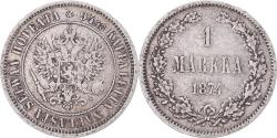 World Coins - Coin, Finland, Alexander II, Markka, 1874, Helsinki, , Silver, KM:3.2
