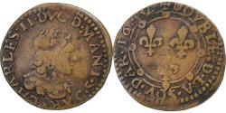World Coins - France, Ardennes, Charles II, Double Tournois, 1642, Charleville, Copper