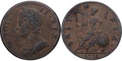 World Coins - United Kingdom, George II, 1/2 Penny, 1753, London, Copper,