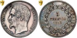 World Coins - France, Louis-Napoléon Bonaparte, 5 Francs, 1852, Paris, Pattern, Burnished flan