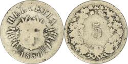 World Coins - Switzerland, 5 Rappen, 1850, Bern, Silver,