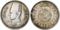 World Coins - Coin, Egypt, Farouk, 2 Piastres, 1937/AH1356, British Royal Mint,