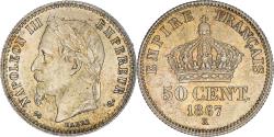 World Coins - Coin, France, Napoleon III, Napoléon III, 50 Centimes, 1867, Bordeaux