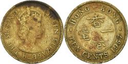 World Coins - Coin, Hong Kong, Elizabeth II, 10 Cents, 1957, , Nickel-brass, KM:28.1