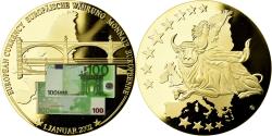World Coins - France, Medal, Monnaie Européenne, Billet de 100 Euro, , Copper Gilt