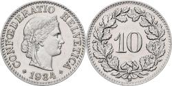 World Coins - Switzerland, 10 Rappen, 1934, Bern, Nickel, , KM:27b