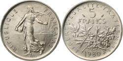 World Coins - France, 5 Francs, Semeuse, 1980, MDP, série FDC, Nickel Clad Copper-Nickel