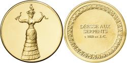 World Coins - France, Medal, Déesse aux Serpents, Gilt Bronze,