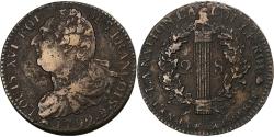 World Coins - France, Louis XVI, 2 sols François, 1792 / AN 4, Rouen, Copper,