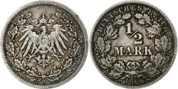 World Coins - GERMANY - EMPIRE, 1/2 Mark, 1906, Berlin, Silver, , KM:17