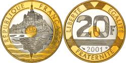 World Coins - Coin, France, Mont Saint Michel, 20 Francs, 2001, Paris,