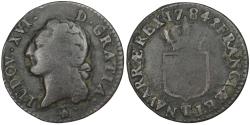 World Coins - Coin, France, Louis XVI, 1/2 Sol ou 1/2 sou, 1/2 Sol, 1784, Nantes,