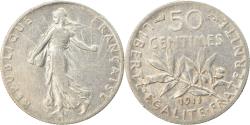 World Coins - Coin, France, Semeuse, 50 Centimes, 1911, Paris, , Silver, KM:854