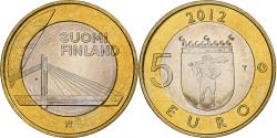 World Coins - Finland, 5 Euro, Lumberjack's Candle Bridge, 2012, Vantaa, Bi-Metallic