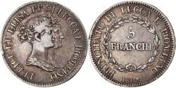 World Coins - Coin, ITALIAN STATES, LUCCA, Felix and Elisa, 5 Franchi, 1808, Firenze