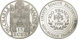 World Coins - France, 100 Francs-15 Ecus, Charlemagne, 1990, Paris, Silver, , KM:989