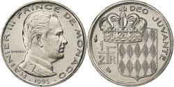 World Coins - Monaco, Rainier III, 1/2 Franc, 1995, MDP, Série BU, Nickel,