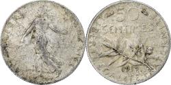 World Coins - France, 50 Centimes, Semeuse, 1919, Paris, Silver, , Gadoury:420