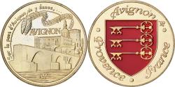 World Coins - France, Medal, Avignon - Le Pont d'Avignon, Gilt steel, Colourized,