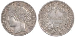 World Coins - Coin, France, Cérès, Franc, 1872, Bordeaux, , Silver, KM:822.2