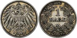 World Coins - GERMANY - EMPIRE, Wilhelm II, Mark, 1907, Muldenhütten, Silver,
