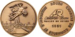 World Coins - France, Medal, Aéroport de Rouen, Vallée de Seine, 1991, Bronze,